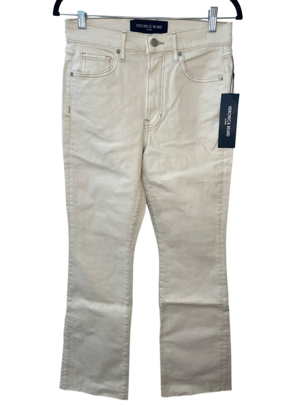 Veronica Beard Cameron Mid Rise Bootcut Jeans Ecru Wmn's Size 28 MSRP$298 DEFECT - Picture 1 of 11